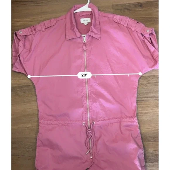 Pistola Grover Short Sleeve Utility Romper Elderberry Pink Cotton Zip Front S - Picture 5 of 6